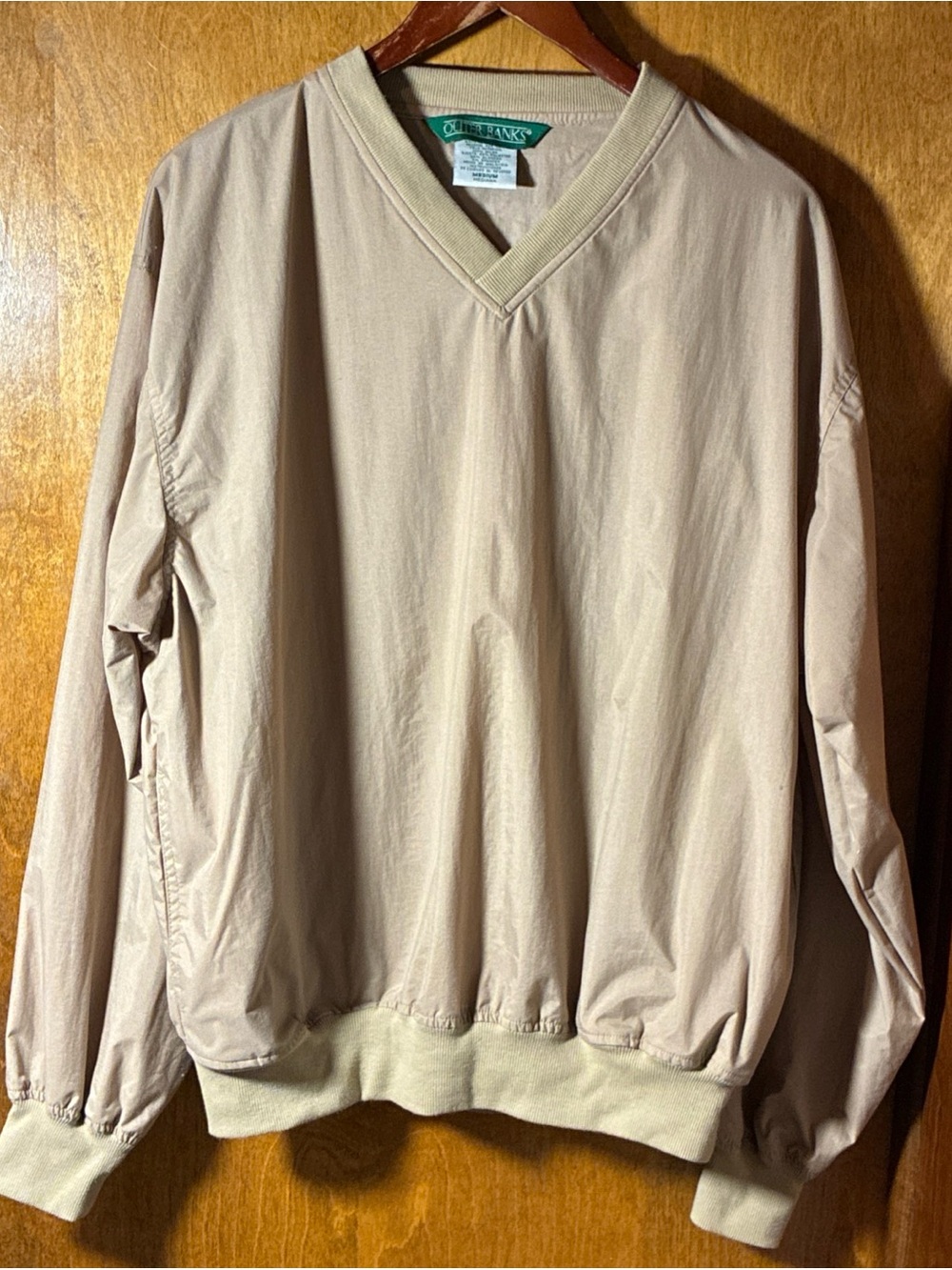 Outer Banks Men’s Med Pullover Windbreaker V Neck Tan Golf Outdoor Casual Sporty